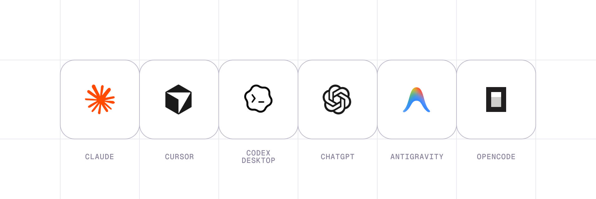 Supported AI agents: Claude, Cursor, Codex Desktop, ChatGPT, Antigravity, Opencode